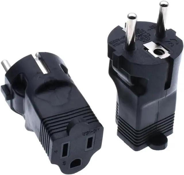 Alt view image 3 of 7 - (2 Pack) Euro US Plug Adapter, USA NEMA 5-15R Receptacle to European EU Schuko CEE 7 Power Converter, Type E/F Germany European Travel Adapter