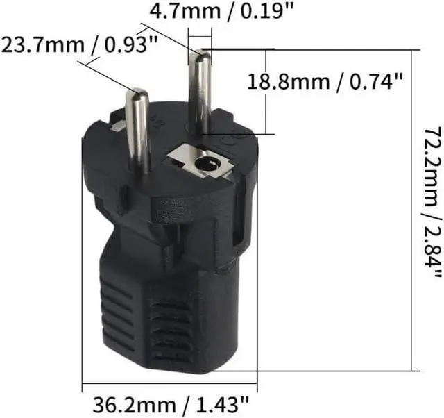Alt view image 4 of 7 - (2 Pack)EU US Plug Adapter,Euro US Plug Adapter Power Converter,European Schuko CEE7/7 Male Plug to USA 3 Prong NEMA5-15R Female Socket Electrical Adapter (Schuko to 5-15R Adapter)
