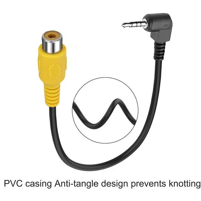 Alt view image 4 of 7 - (2-Pack) 2.5mm to RCA Video Cable 90 Degree Angle 2.5mm TRRS Male Plug to RCA Female AV Input Conventer Adapter