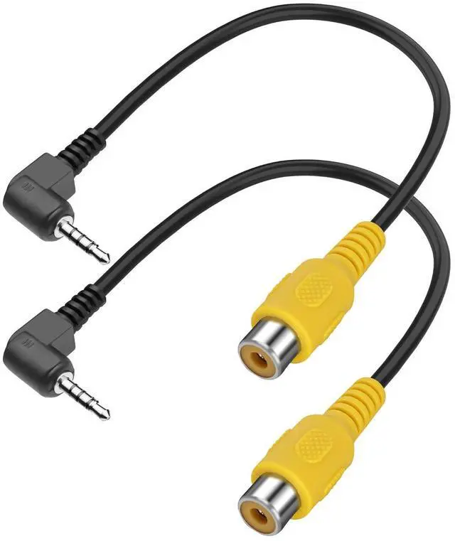 Main image of (2-Pack) 2.5mm to RCA Video Cable 90 Degree Angle 2.5mm TRRS Male Plug to RCA Female AV Input Conventer Adapter