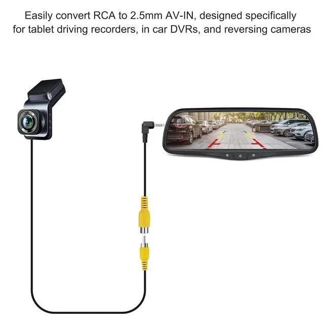 Alt view image 3 of 7 - (2-Pack) 2.5mm to RCA Video Cable 90 Degree Angle 2.5mm TRRS Male Plug to RCA Female AV Input Conventer Adapter