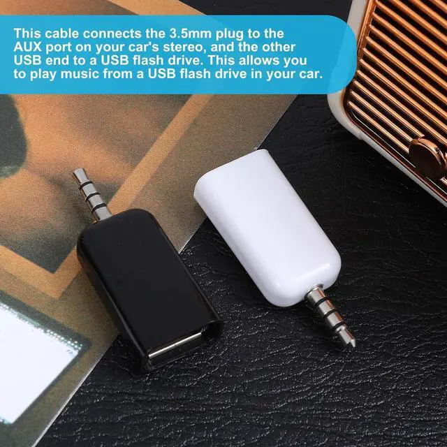 Alt view image 7 of 7 - 2 Pack AUX to 3.5mm Audio Adapter Only Work for Car Auxiliary Port Not Universal AUX to USB Adapter Audio Cable USB A Female 3.5mm Male Audioes Converter Jack Plug for USBs