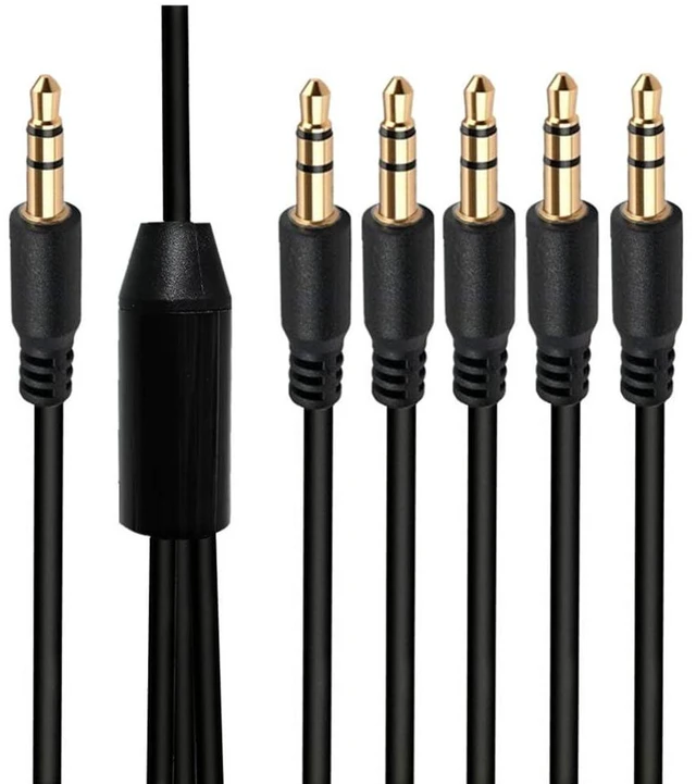 Main image of Audio Y Splitte Cable ,3.5mm 1 Male to 5 Male Audio Splitter, TRS Stereo Jack Headphones Adapter Cable for Smartphone, Computer, Mp3, Earphone, Speakers (M to 5M),1.6ft/50cm