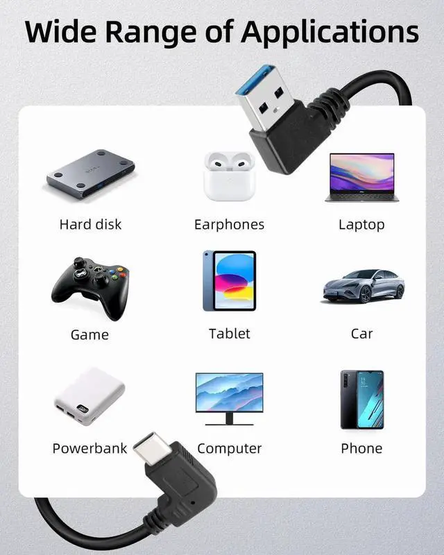 Alt view image 4 of 7 - 1ft Short Down Angle USB Type C Cable, 90 Degree Angle 18W Fast Charging USB A to USB C Cable ,Gold Plated 90 degree Angle USB 3.0 (Type-A) Male to USB3.1 (Type-C)Male USB Data Sync & Charge Cable