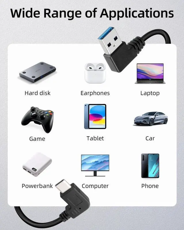Alt view image 6 of 7 - 1ft Short Up Angle USB Type C Cable, 90 Degree Angle 18W Fast Charging USB A to USB C Cable ,Gold Plated 90 degree Angle USB 3.0 (Type-A) Male to USB3.1 (Type-C)Male USB Data Sync & Charge Cable
