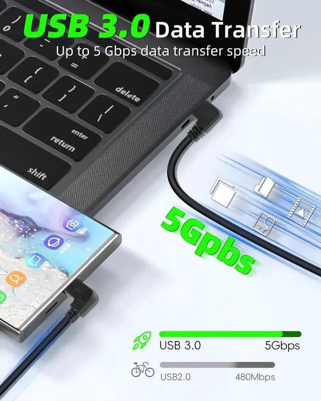 Alt view image 7 of 7 - 1ft Short Down Angle USB Type C Cable, 90 Degree Angle 18W Fast Charging USB A to USB C Cable ,Gold Plated 90 degree Angle USB 3.0 (Type-A) Male to USB3.1 (Type-C)Male USB Data Sync & Charge Cable