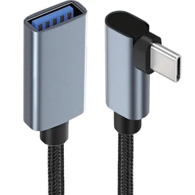 Alt view image 4 of 7 - 90 Degree Angle USB C to USB 3.1 Adapter Braided Type C Male to USB Female,5Gbps, OTG Cable, Nylon Braided, Aluminium, Compatible with Phone 17 Pro Max Air 16 15 Galaxy S26 MacBook Air iPad,1ft/30cm