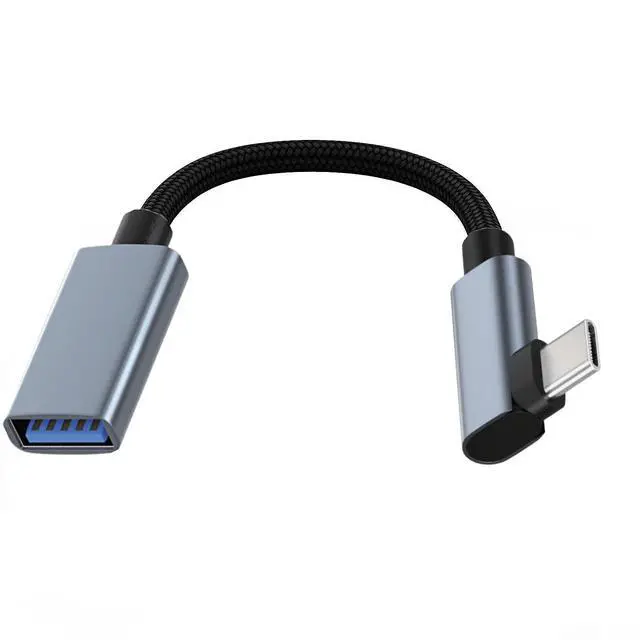 Alt view image 5 of 7 - 90 Degree Angle USB C to USB 3.1 Adapter Braided Type C Male to USB Female,5Gbps, OTG Cable, Nylon Braided, Aluminium, Compatible with Phone 17 Pro Max Air 16 15 Galaxy S26 MacBook Air iPad,1ft/30cm