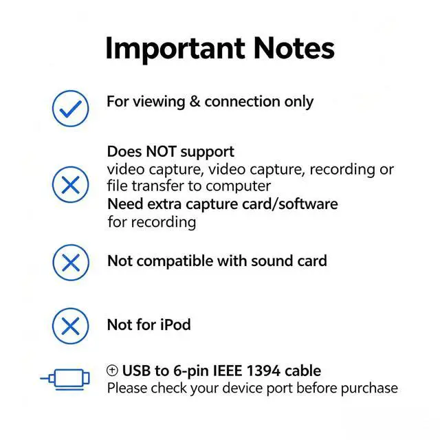 Alt view image 3 of 7 - Firewire to USB Adapter Cable IEEE 1394 Male 6-Pin to USB 2.0 Male Converter Firewire 400 1394-a to USB A Connector Cord for Hard Disk Printer Scanner