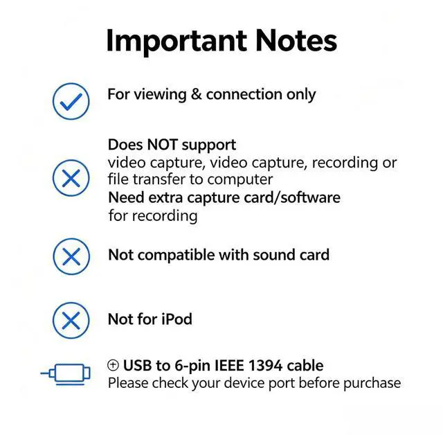 Alt view image 7 of 7 - Firewire to USB Adapter Cable IEEE 1394 Male 6-Pin to USB 2.0 Male Converter Firewire 400 1394-a to USB A Connector Cord for Hard Disk Printer Scanner, 10ft/3m