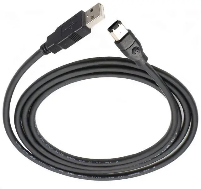 Main image of Firewire to USB Adapter Cable IEEE 1394 Male 6-Pin to USB 2.0 Male Converter Firewire 400 1394-a to USB A Connector Cord for Hard Disk Printer Scanner, 15ft/4.5m