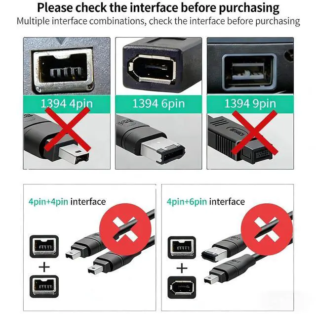 Alt view image 5 of 7 - Firewire to USB Adapter Cable IEEE 1394 Male 6-Pin to USB 2.0 Male Converter Firewire 400 1394-a to USB A Connector Cord for Hard Disk Printer Scanner, 15ft/4.5m