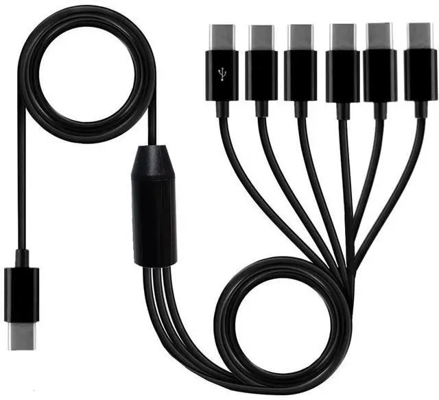 Alt view image 2 of 7 - 6 in 1 USB Type C Splitter Cable,USB C Male to 6 USB C Male Data Snyc and Charging Cord,USB C Multi Charging Cable for Cell Phones,Tablets and More(6FT/2M) 1-to-6