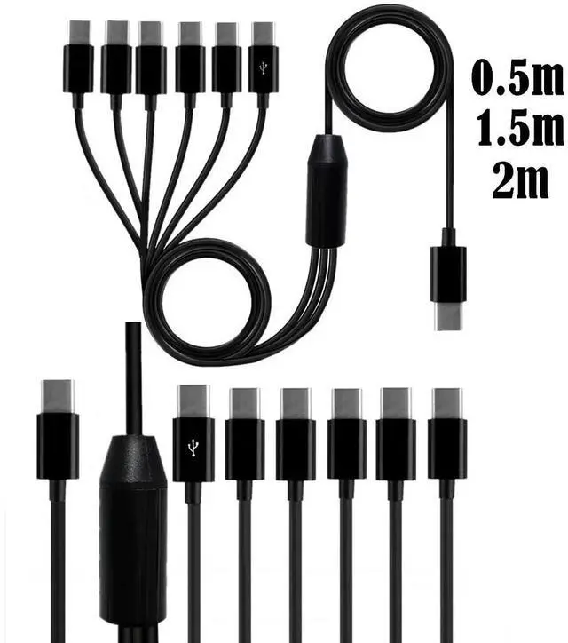 Alt view image 3 of 7 - 6 in 1 USB Type C Splitter Cable,USB C Male to 6 USB C Male Data Snyc and Charging Cord,USB C Multi Charging Cable for Cell Phones,Tablets and More(6FT/2M) 1-to-6