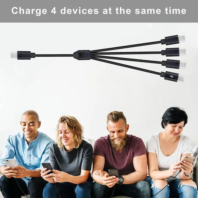Alt view image 5 of 5 - 4 in 1 USB Type C Splitter Cable,USB C Male to 4 USB C Male Data Snyc and Charging Cord,USB C Multi Charging Cable for Cell Phones,Tablets and More(5FT/1.5M) 1-to-4