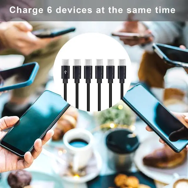 Alt view image 6 of 7 - 6 in 1 USB Type C Splitter Cable,USB C Male to 6 USB C Male Data Snyc and Charging Cord,USB C Multi Charging Cable for Cell Phones,Tablets and More(6FT/2M) 1-to-6