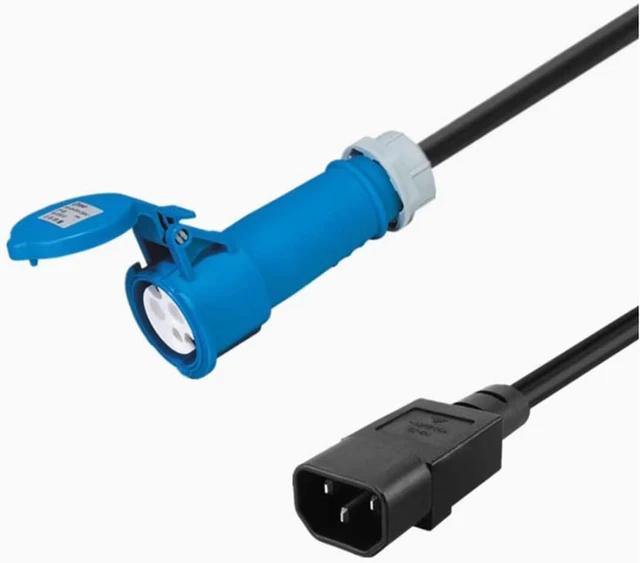 Alt view image 2 of 7 - IEC C14 to IEC 309 Heavy Duty Power Cord,16A (IEC309 to C14),Blue IEC309 316C6 to IEC320 C14 for UPS/PDU Power Extension Cord, 16AWG , 6ft/2m