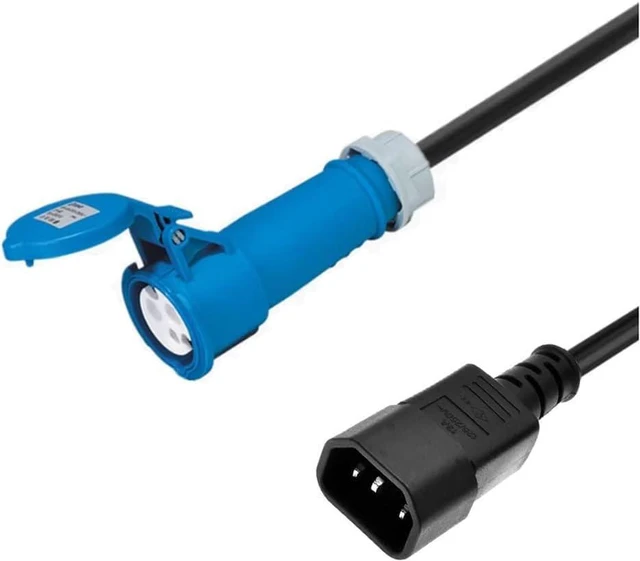 Main image of IEC C14 to IEC 309 Heavy Duty Power Cord,16A (IEC309 to C14),Blue IEC309 316C6 to IEC320 C14 for UPS/PDU Power Extension Cord, 16AWG , 6ft/2m