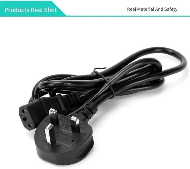 Alt view image 4 of 7 - UK to C13 Long Power Cord Plug, British/England/Ireland/Scotland Standard 3 Prong BS1363 to IEC C13 Heavy Duty Power Cord with Fuse, 220 Volt Power Cord, 16AWG, 10ft/3m