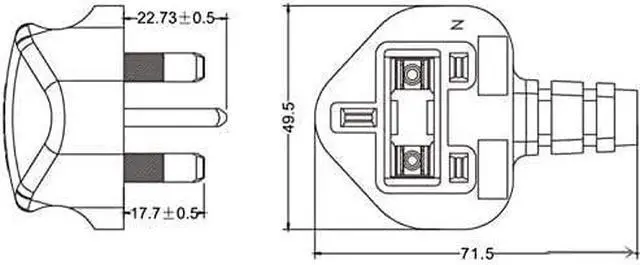 Alt view image 7 of 7 - UK to C13 Long Power Cord Plug, British/England/Ireland/Scotland Standard 3 Prong BS1363 to IEC C13 Heavy Duty Power Cord with Fuse, 220 Volt Power Cord, 16AWG, 10ft/3m