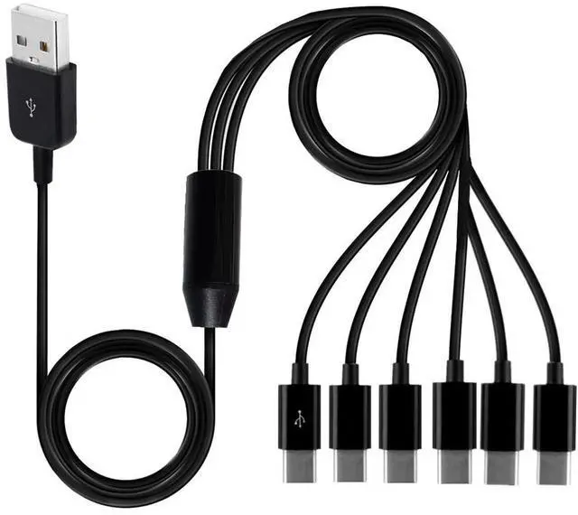 Alt view image 2 of 7 - USB 2.0 Type A Male to 6 type-c Male Splitter Y Data Sync and Charge Connector Adapter Cable,Multi 6 in 1 USB C Splitter Y Cable(0.5m/1.6 Feet)