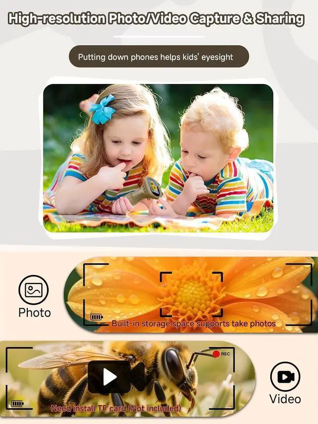 Alt view image 3 of 7 - Microscope for Kids, 1000X Handheld Digital Miniscope with 2.0" Screen, Portable Pocket Microscope Education Toys Birthday Gifts for Age 3 4 5 6 7 8 9 10 Girls Boys ,Brown