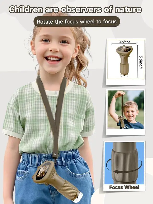 Alt view image 5 of 7 - Microscope for Kids, 1000X Handheld Digital Miniscope with 2.0" Screen, Portable Pocket Microscope Education Toys Birthday Gifts for Age 3 4 5 6 7 8 9 10 Girls Boys ,Brown