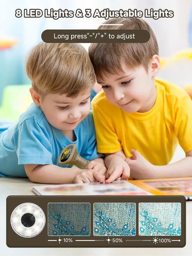 Alt view image 7 of 7 - Microscope for Kids, 1000X Handheld Digital Miniscope with 2.0" Screen, Portable Pocket Microscope Education Toys Birthday Gifts for Age 3 4 5 6 7 8 9 10 Girls Boys ,Brown