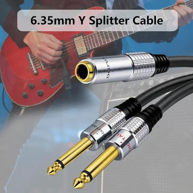 Alt view image 2 of 7 - 6.35mm Y Splitter Audio Cable 6.35mm 1/4" TRS Stereo Female to Dual 1/4" TS Mono Male Cable for Amplifiers, Mixer, Studio Monitors 0.5M/1.6Ft