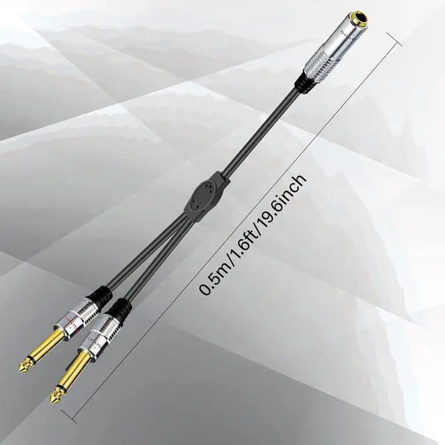 Alt view image 5 of 7 - 6.35mm Y Splitter Audio Cable 6.35mm 1/4" TRS Stereo Female to Dual 1/4" TS Mono Male Cable for Amplifiers, Mixer, Studio Monitors 0.5M/1.6Ft