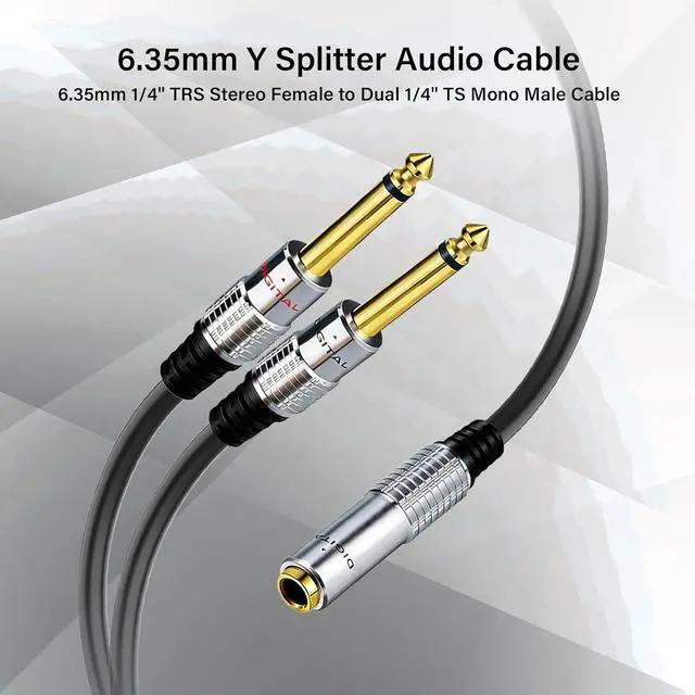 Alt view image 6 of 7 - 6.35mm Y Splitter Audio Cable 6.35mm 1/4" TRS Stereo Female to Dual 1/4" TS Mono Male Cable for Amplifiers, Mixer, Studio Monitors 0.5M/1.6Ft