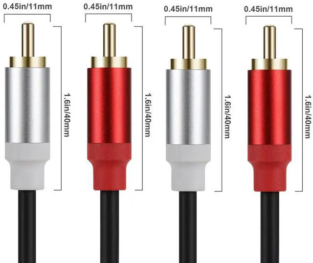 Alt view image 7 of 7 - 2RCA to 2RCA Cable 10Ft, Gold-Plated 2 RCA Male to 2 RCA Male Stereo Audio Cable for Home Theater, HDTV, Gaming Consoles, Hi-Fi Systems,10ft/3m