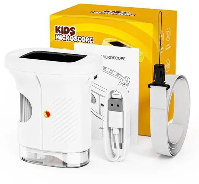 Main image of Kids Microscope, 1000X Handheld Portable Pocket Microscope for Kids with 2.4" IPS Screen & 8 LEDs, Rechargeable STEM Science Kit Educational Toy, Birthday Gifts for 4-12 Year Old Boys, White