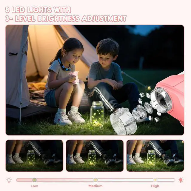 Alt view image 6 of 7 - Kids Microscope, 1000X Handheld Portable Pocket Microscope for Kids with 2.4" IPS Screen & 8 LEDs, Rechargeable STEM Science Kit Educational Toy, Birthday Gifts for 4-12 Year Old Boys, Pink