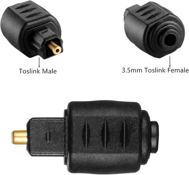 Alt view image 3 of 7 - 2-Pack Digital Toslink Male to 3.5mm Female Plugs Converters Optical Adapter for Superior Claritys