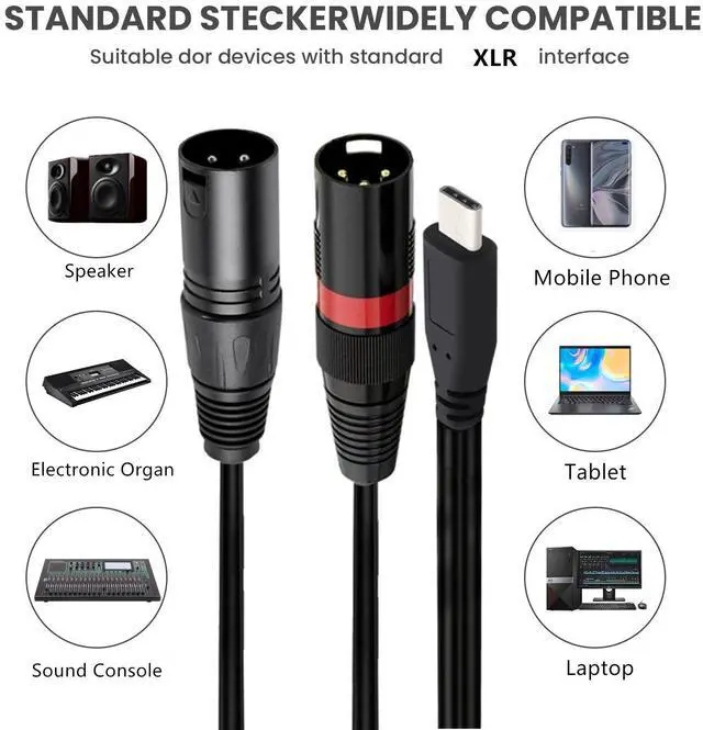 Alt view image 2 of 7 - USB C to Dual XLR Male Audio Cable, Type C to 2 XLR Stereo Audio Cable for Power Amplifier, Speaker, Audio Mixer and More,3ft/1m
