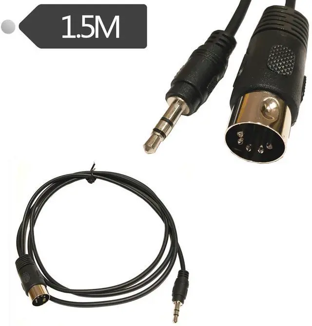 Main image of 5-Pin DIN-Male Cable, 5 Pin Din Plug to 3.5mm(1/8in) TRS Stereo Male Jack Stereo Audio Cable for Playing The Musical Instrument Signal Output, 5ft/1.5m