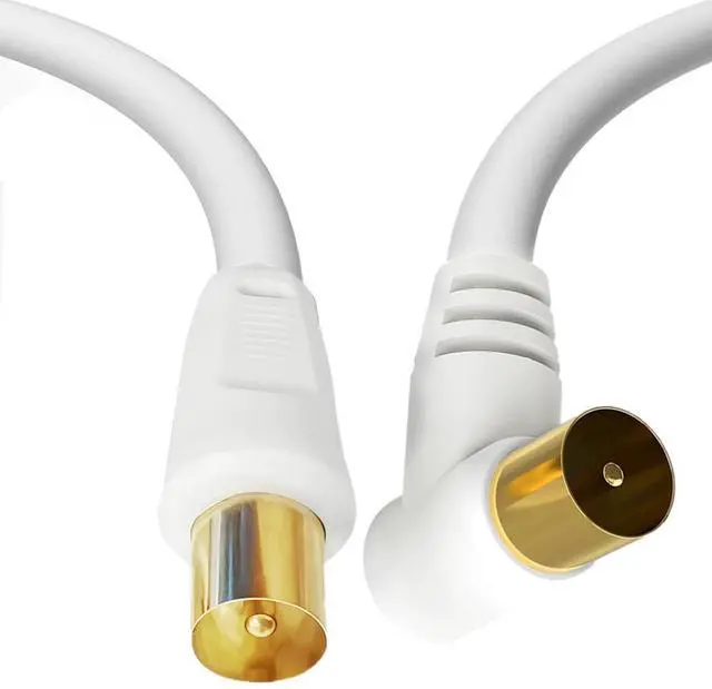 Alt view image 2 of 7 - Satellite Cord RF TV Antenna Closed-Circuit Lead Cable,RG59U cable 9.5mm TV Adapter Cord Coaxial TV Cable,for Satellite TV, Cable Modem, Set-top Box Gold Plated,Straight to Elbow 1.6ft/0.5m