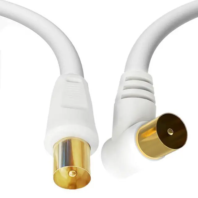 Alt view image 2 of 7 - Satellite Cord RF TV Antenna Closed-Circuit Lead Cable,RG59U cable 9.5mm TV Adapter Cord Coaxial TV Cable,for Satellite TV, Cable Modem, Set-top Box Gold Plated,Straight to Elbow 6ft/1.8m