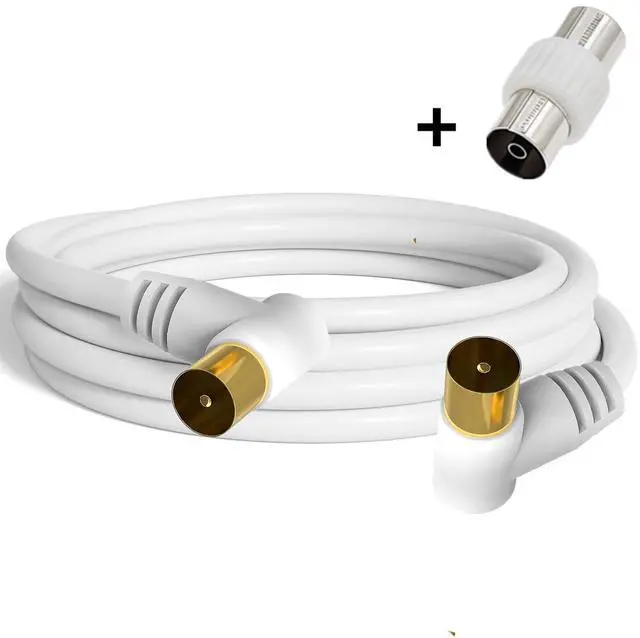 Main image of Satellite Cord RF TV Antenna Closed-Circuit Lead Cable,RG59U cable 9.5mm TV Adapter Cord Coaxial TV Cable,for Satellite TV, Cable Modem, Set-top Box Gold Plated, Elbow to Elbow 1.6ft/0.5m