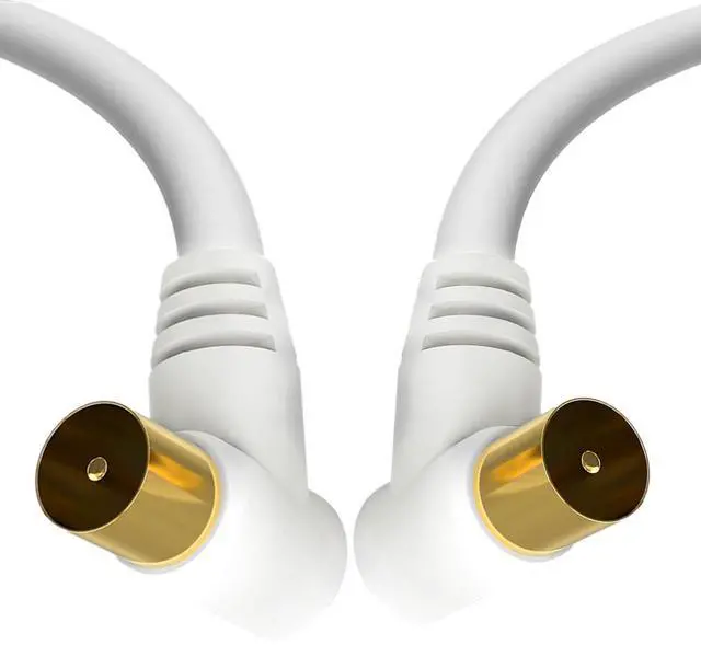 Alt view image 2 of 7 - Satellite Cord RF TV Antenna Closed-Circuit Lead Cable,RG59U cable 9.5mm TV Adapter Cord Coaxial TV Cable,for Satellite TV, Cable Modem, Set-top Box Gold Plated, Elbow to Elbow 3ft/1m