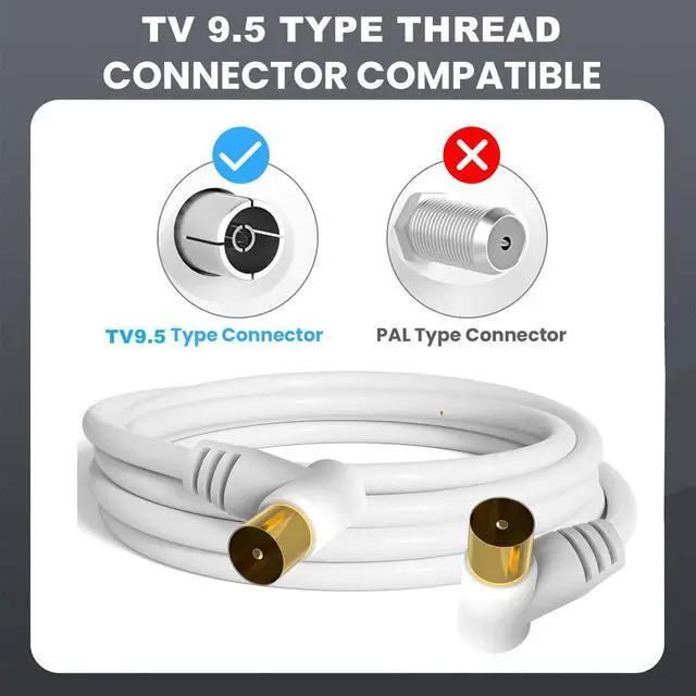 Alt view image 5 of 7 - Satellite Cord RF TV Antenna Closed-Circuit Lead Cable,RG59U cable 9.5mm TV Adapter Cord Coaxial TV Cable,for Satellite TV, Cable Modem, Set-top Box Gold Plated, Elbow to Elbow 3ft/1m