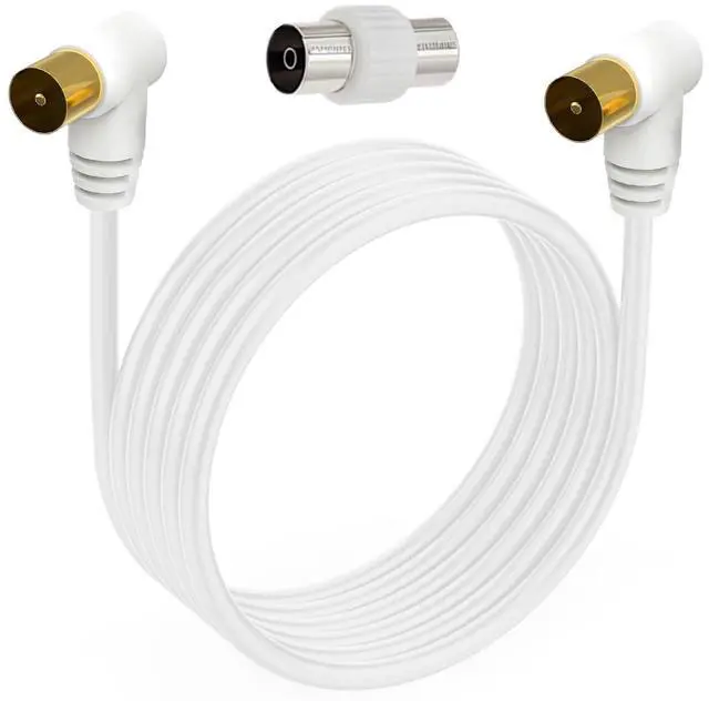 Main image of Satellite Cord RF TV Antenna Closed-Circuit Lead Cable,RG59U cable 9.5mm TV Adapter Cord Coaxial TV Cable,for Satellite TV, Cable Modem, Set-top Box Gold Plated,Elbow to Elbow 6ft/1.8m