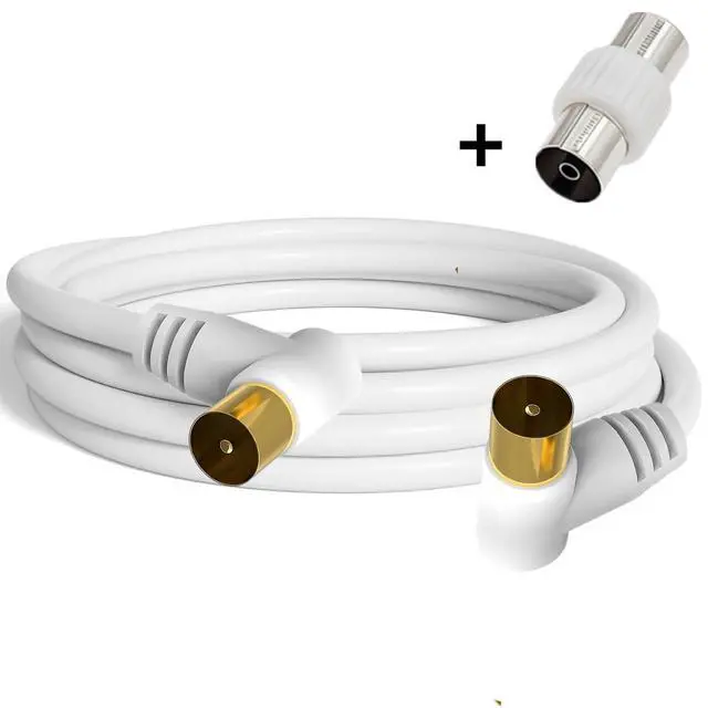 Alt view image 7 of 7 - Satellite Cord RF TV Antenna Closed-Circuit Lead Cable,RG59U cable 9.5mm TV Adapter Cord Coaxial TV Cable,for Satellite TV, Cable Modem, Set-top Box Gold Plated,Elbow to Elbow 6ft/1.8m