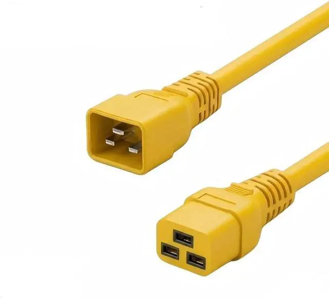 Main image of IEC C19 to C20 Power Cord Plug,Heavy-Duty Computer Power Cord PC, Yellow Color-Coded Connectors,IEC C20 to C19 Power Cable Replacement,14AWG ,Yellow, 3ft/1m