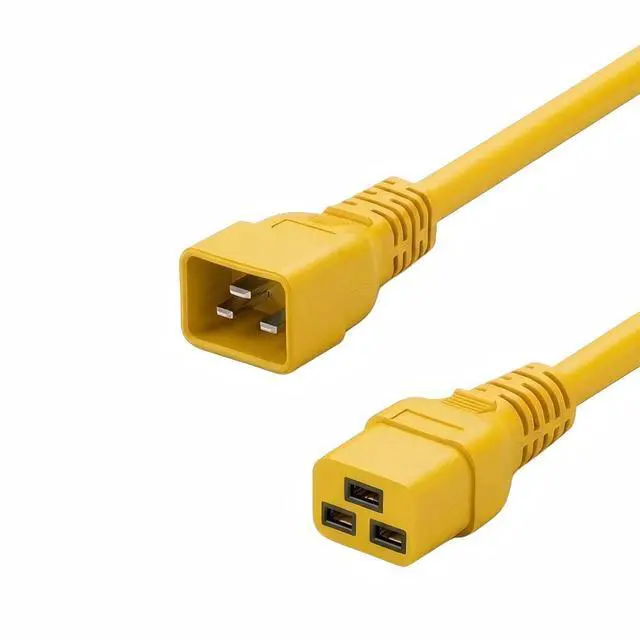 Main image of IEC C19 to C20 Power Cord Plug,Heavy-Duty Computer Power Cord PC, Yellow Color-Coded Connectors,IEC C20 to C19 Power Cable Replacement,14AWG ,Yellow,16ft/5m