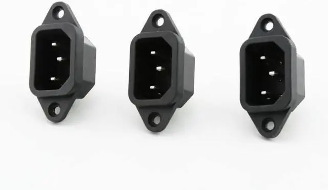 Alt view image 2 of 7 - (3 Pack) DIY Rewireable Power Plug C14 Connector with Mounting Holes Adapter, IEC C14 Male Plug with Screw Holes AC 250V 10A 3 Pins IEC Inlet Module Power Connector Socket Straight Black