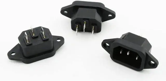 Main image of (3 Pack) DIY Rewireable Power Plug C14 Connector with Mounting Holes Adapter, IEC C14 Male Plug with Screw Holes AC 250V 10A 3 Pins IEC Inlet Module Power Connector Socket Straight Black