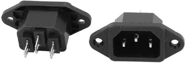 Alt view image 4 of 7 - (3 Pack) DIY Rewireable Power Plug C14 Connector with Mounting Holes Adapter, IEC C14 Male Plug with Screw Holes AC 250V 10A 3 Pins IEC Inlet Module Power Connector Socket Straight Black