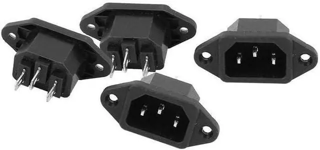 Alt view image 5 of 7 - (3 Pack) DIY Rewireable Power Plug C14 Connector with Mounting Holes Adapter, IEC C14 Male Plug with Screw Holes AC 250V 10A 3 Pins IEC Inlet Module Power Connector Socket Straight Black